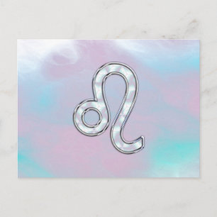 Leo Zodiac Symbol on Pastels Nacre Style Print Postcard