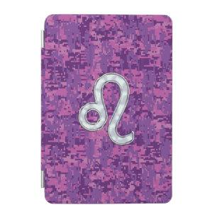 Leo Zodiac Symbol on Pink Fuchsia Digital Camo iPad Mini Cover