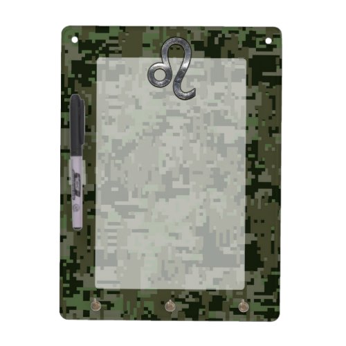 Leo Zodiac Symbol on Woodland Digital Camo Dry_Erase Board