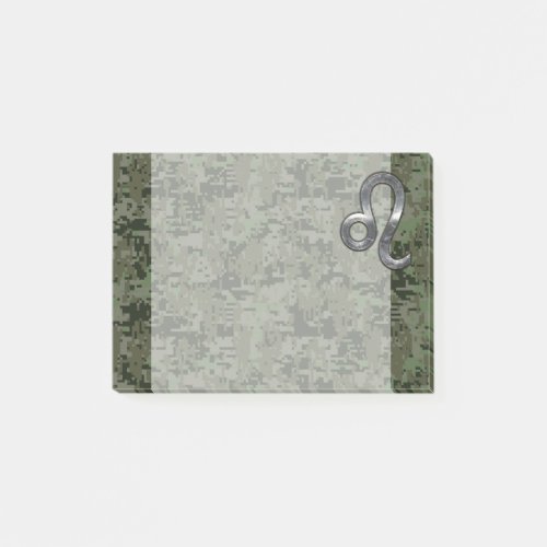 Leo Zodiac Symbol on Woodland Digital Camo Post_it Notes