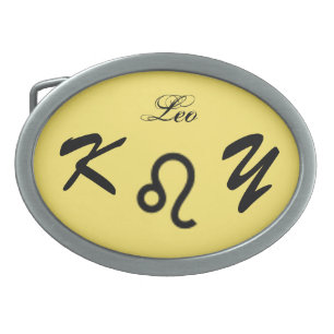 Leo Zodiac Symbol Standard by Kenneth Yoncich Oval Belt Buckle
