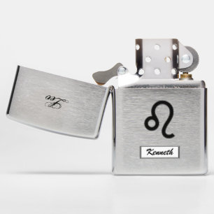 Leo Zodiac Symbol Standard by Kenneth Yoncich Zippo Lighter