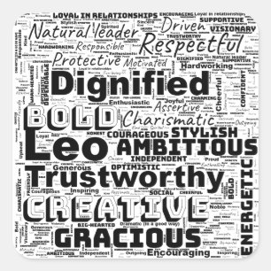 Leo Zodiac Word Cloud Inspiration Square Sticker