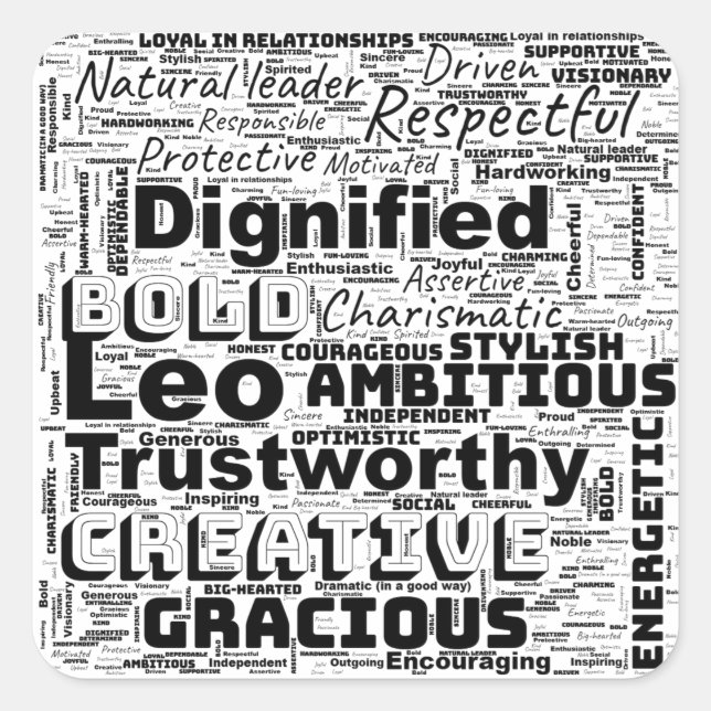 Leo Zodiac Word Cloud Inspiration Square Sticker (Front)