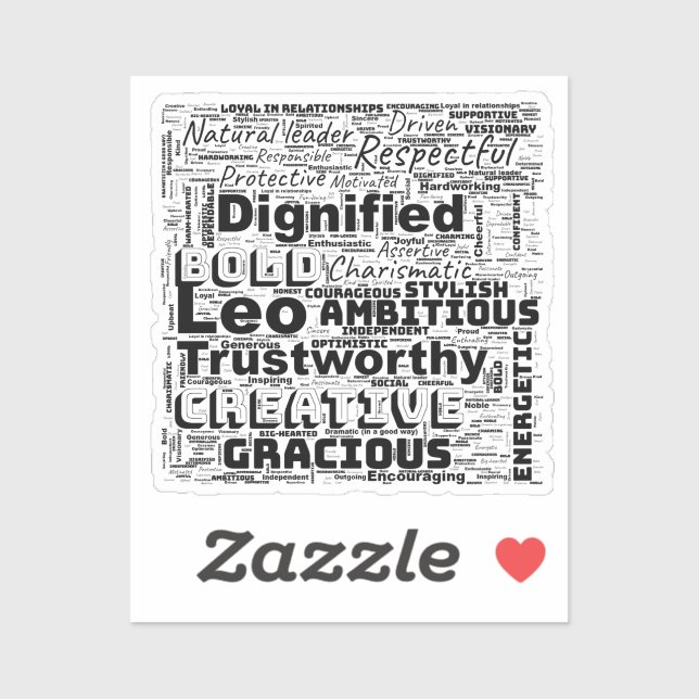 Leo Zodiac Word Cloud Inspiration Vinyl  Sticker (Sheet)