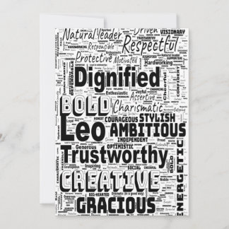 Leo Zodiac Word Cloud Spiral  Invitation