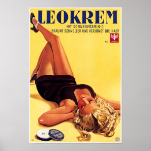 LEOKREM German Skin Care Cream Advertising Vintage Poster