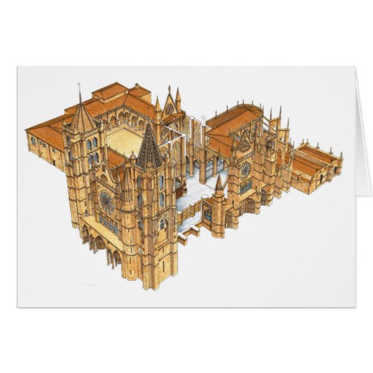 Leon Cathedral. Spain Cards (Front Horizontal)