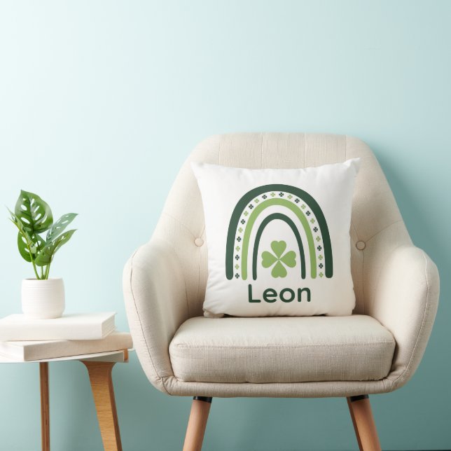 Leon Clover Boho Rainbow Throw Pillow (Chair)