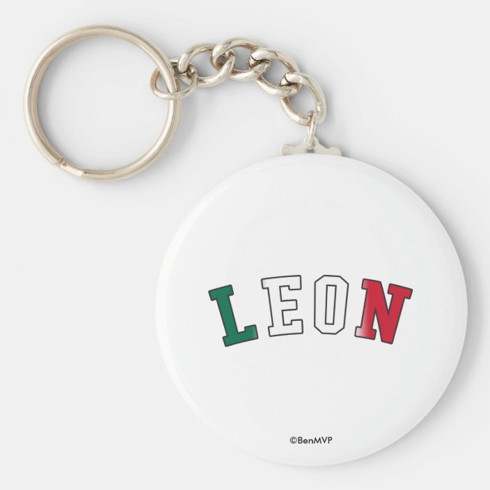 Leon in Mexico National Flag Colors Key Chain
