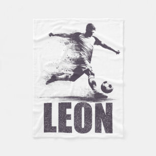 Leon Soccer Boys Personalized First Name Leon Fleece Blanket