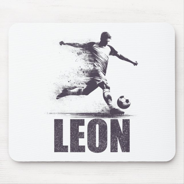 Leon Soccer Boys Personalized First Name Leon  Mouse Pad (Front)