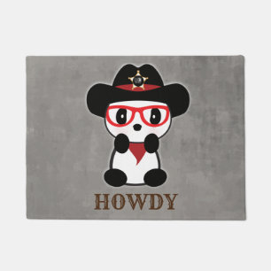 Leon The Panda Bear - Cowboy Panda Bear Doormat