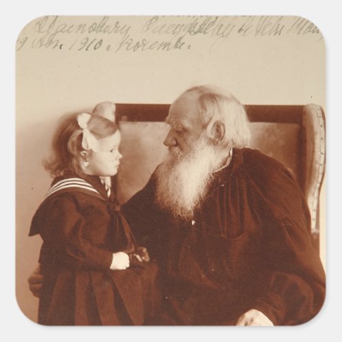 Leon Tolstoy with his granddaughter Tatiana Square Sticker