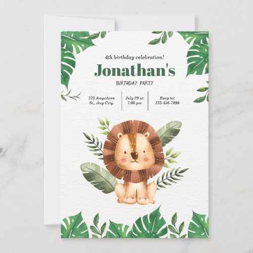 Leon Zoo Party A Minimalist Animals Birthday Invitation