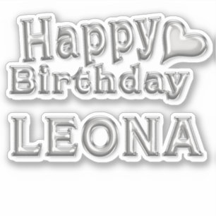 Leona Happy Birthday silver Sticker