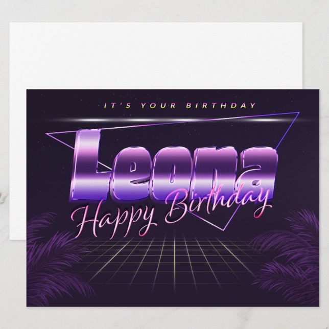Leona Name First name pura retro card Birthday (Front/Back)