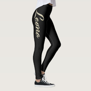 Leona white gold Handwriting trousers Leggings