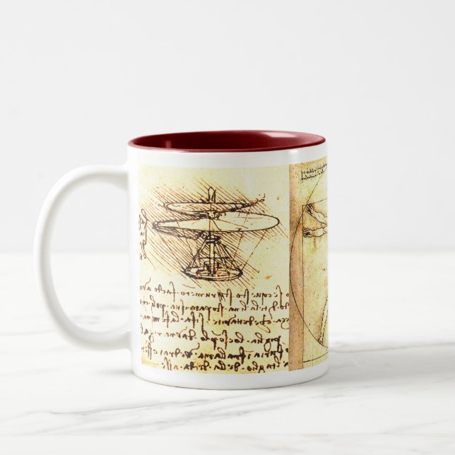 Leonado da Vinci Drawings 2 Two-Tone Coffee Mug (Left)