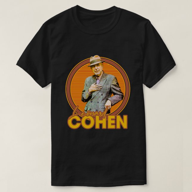Leonard Cohen 70s Aesthetic Style Fan Art T-Shirt (Design Front)