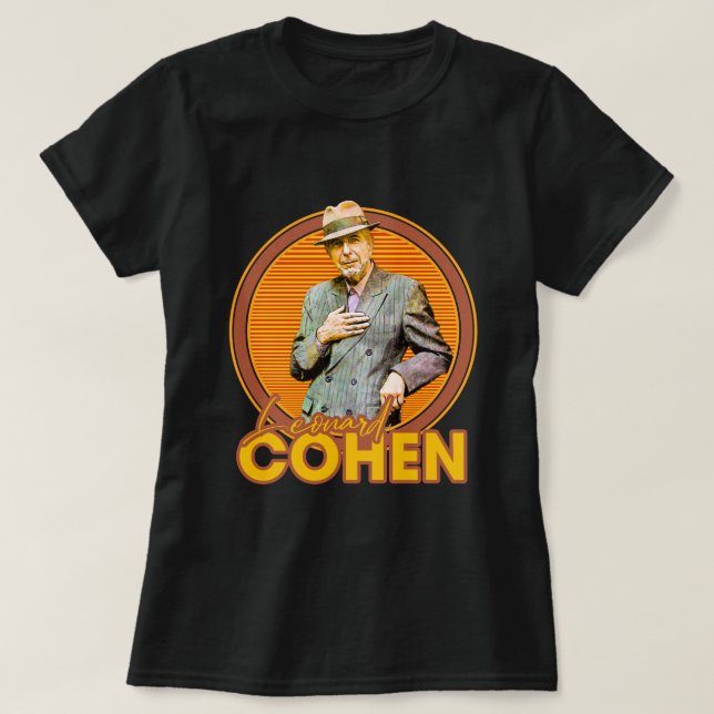 Leonard Cohen 70s Esthetic Style Fan Art T-Shirt (Design Front)