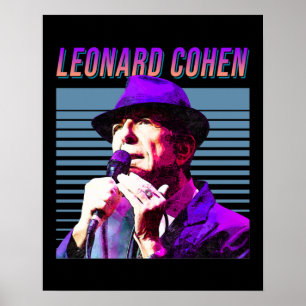 Leonard Cohen Faded 80s Vintage Aesthetic Design Poster