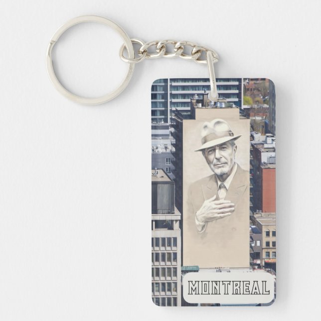 Leonard Cohen Mural in Montreal Canada Keychain (Front)