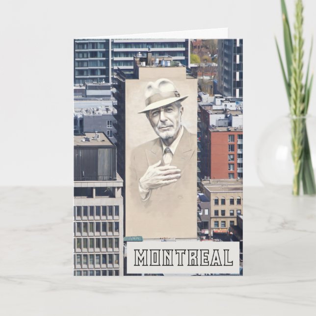 Leonard Cohen Mural in Montreal Canada Thank You Card (Front)
