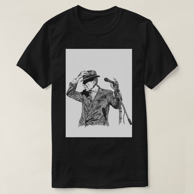 Leonard Cohen Original Hand Drawn Ink Print   T-Shirt (Design Front)