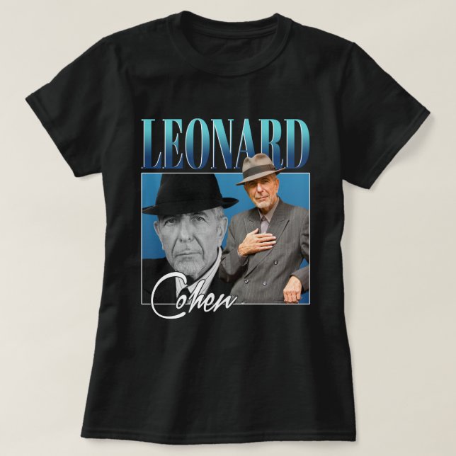 Leonard Cohen Retro Style Gifts for Fans T-Shirt (Design Front)