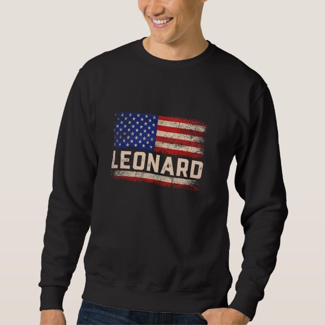 Leonard First Name Shirt Leonard Name American Fla (Front)
