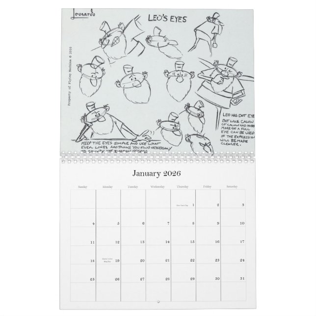 Leonardo 2010 model sheet calendar (Jan 2026)