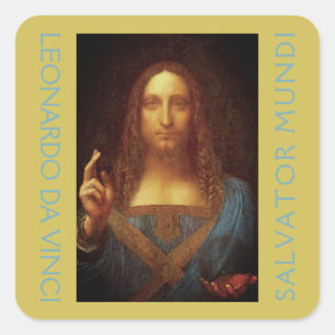 Leonardo da Vinci 1500 Salvator Mundi Art Square Sticker