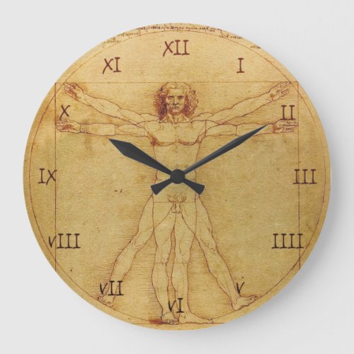 Leonardo Da Vinci Anatomy Study of human body Large Clock