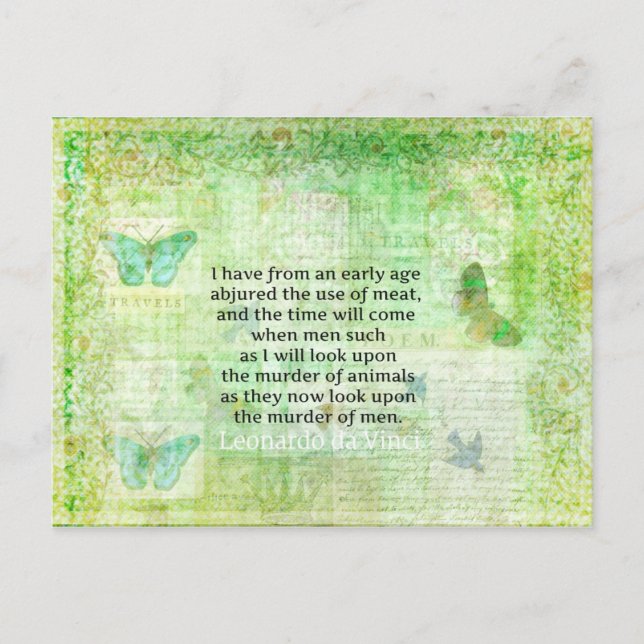 Leonardo da Vinci Animal Rights quota vegan Postcard (Front)