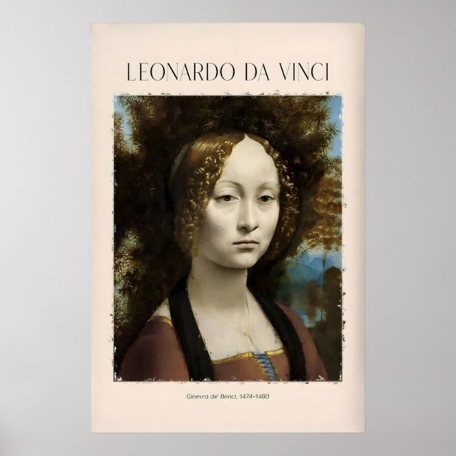 Leonardo da Vinci Art Print - Ginevra de Benci (Front)