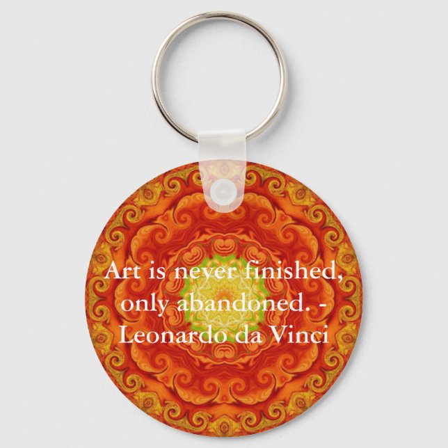 Leonardo da Vinci art quote Keychain (Front)
