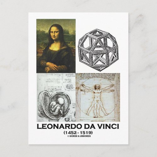 Leonardo da Vinci Collage Collection of Works Postcard
