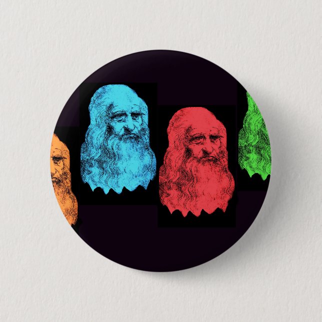Leonardo Da Vinci Collage Pinback Button (Front)