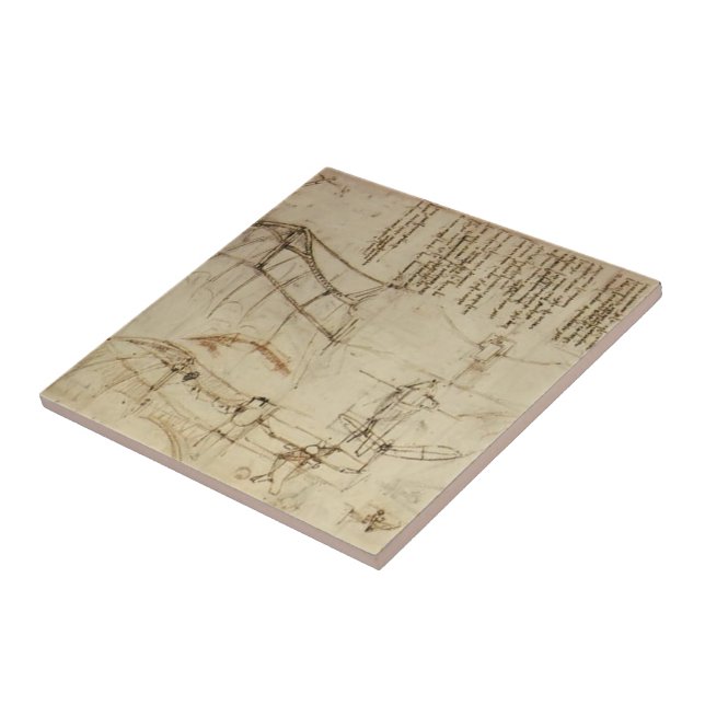 Leonardo da Vinci- Design for a Flying Machine Ceramic Tile (Side)