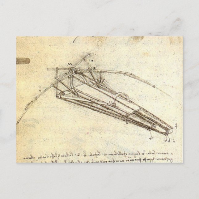 Leonardo da Vinci - Design for A Flying Machine Postcard (Front)