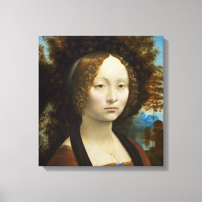 Leonardo da Vinci Ginevra de' Benci Canvas Print (Front)