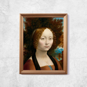 Leonardo Da Vinci Ginevra De Benci Old Famous Art Poster