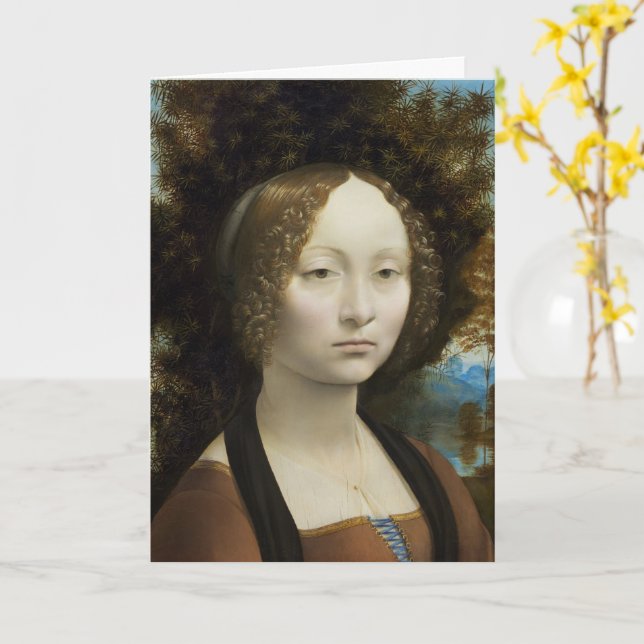 Leonardo Da Vinci Ginevra De' Benci Painting Card (Yellow Flower)