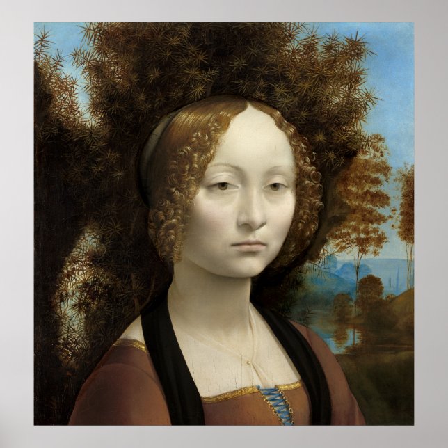 Leonardo da Vinci Ginevra de' Benci Wall Art (Front)