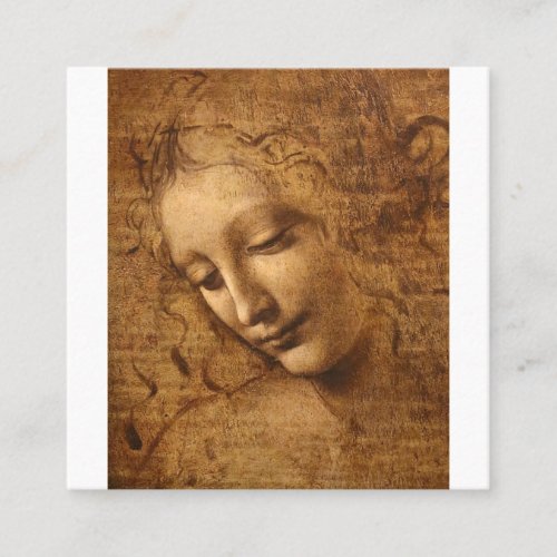 Leonardo Da Vinci Head Of A Woman Square Business Card