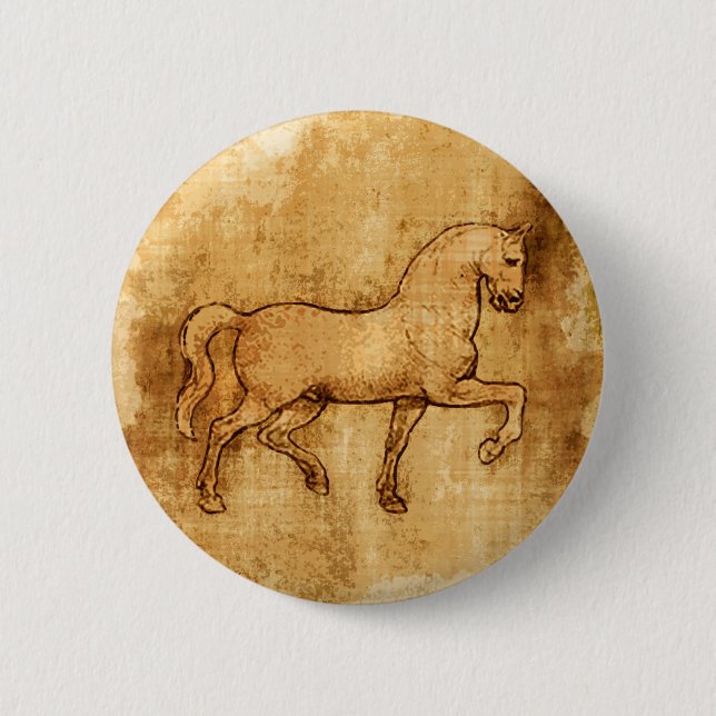 Leonardo Da Vinci Horse Art Button (Front)