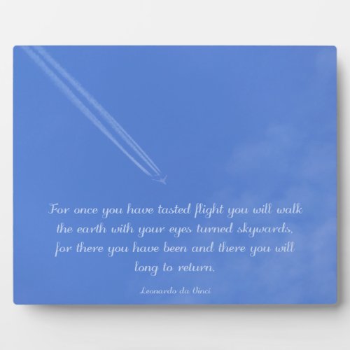 Leonardo Da Vinci inspirational flight quote Plaque