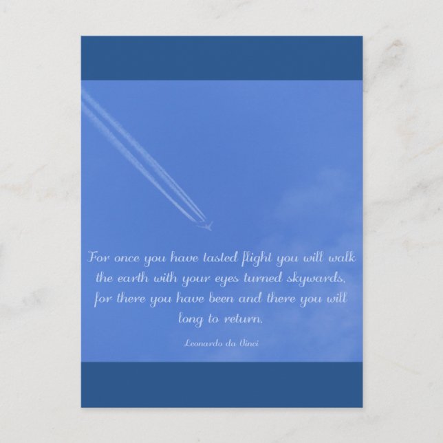 Leonardo Da Vinci inspirational flight quote Postcard (Front)