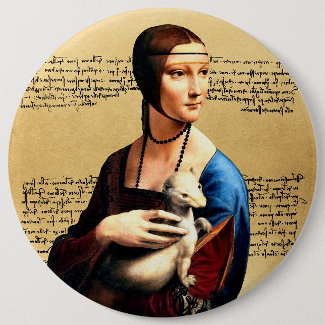 Leonardo da Vinci Lady with Ermine Button (Front)